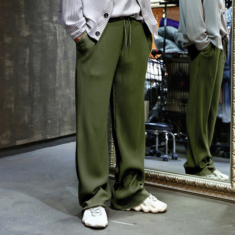 Men's sporty ribbed training pants with adjustable waistband and side pockets Lisslune