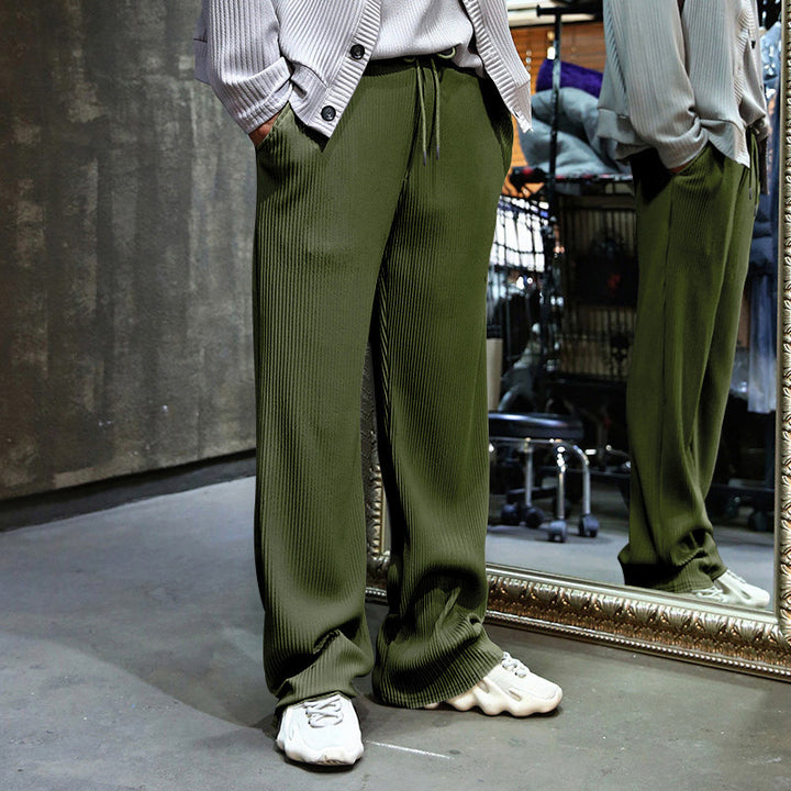 Men's sporty ribbed training pants with adjustable waistband and side pockets Lisslune