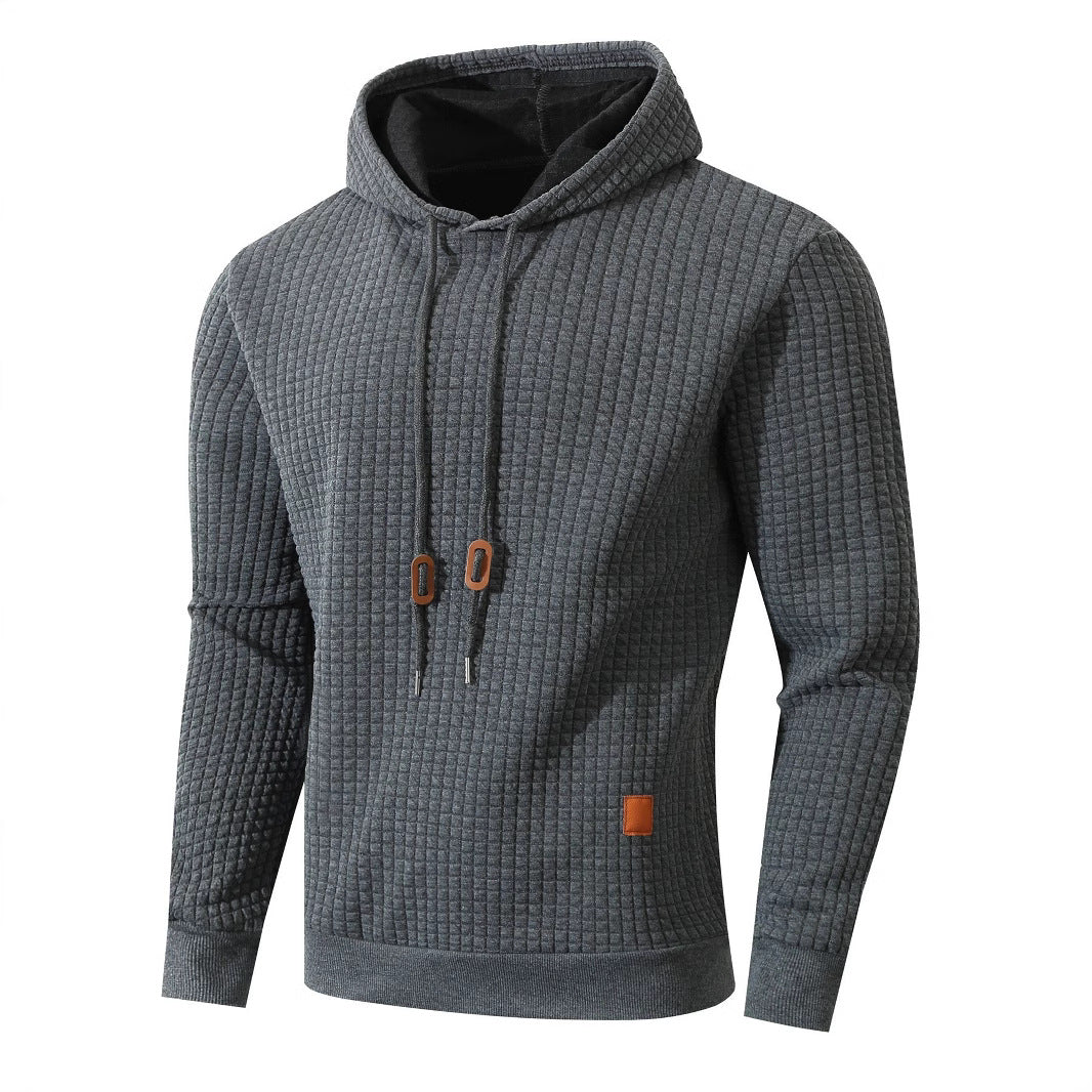 Men's comfortable hoodie with textured design and practical drawstring Lisslune