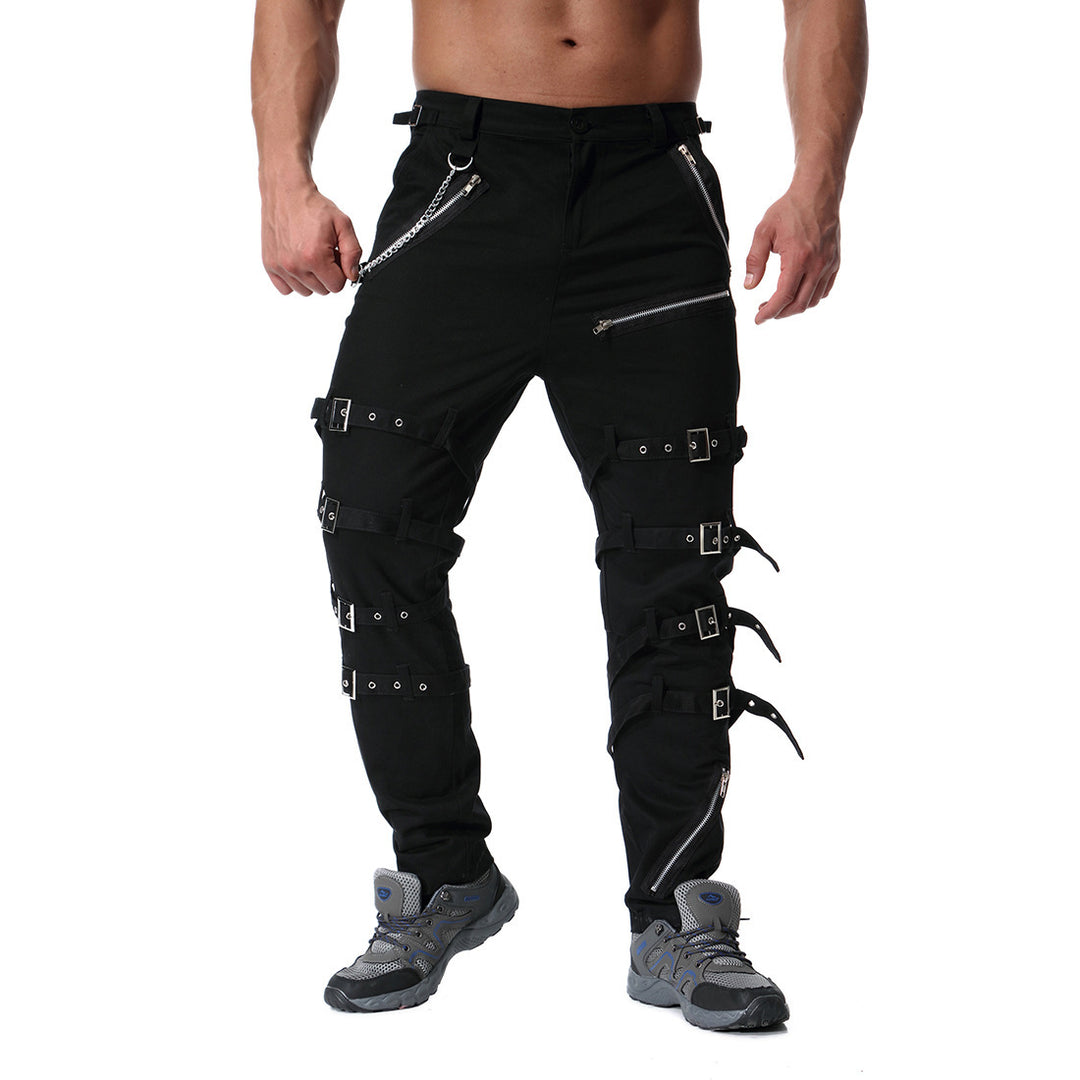 Men's cargo pants with versatile cut and striking buckles Lisslune