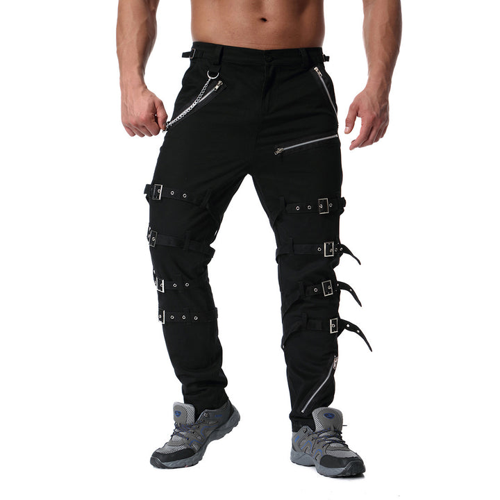 Men's cargo pants with versatile cut and striking buckles Lisslune