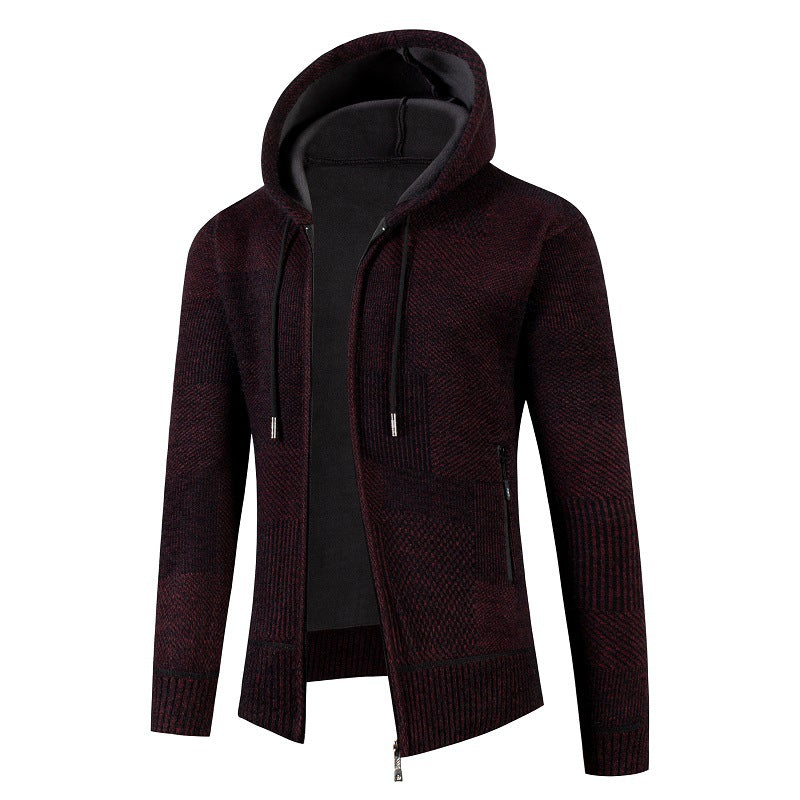 Men's cardigan with padded hood and modern waffle pattern Lisslune