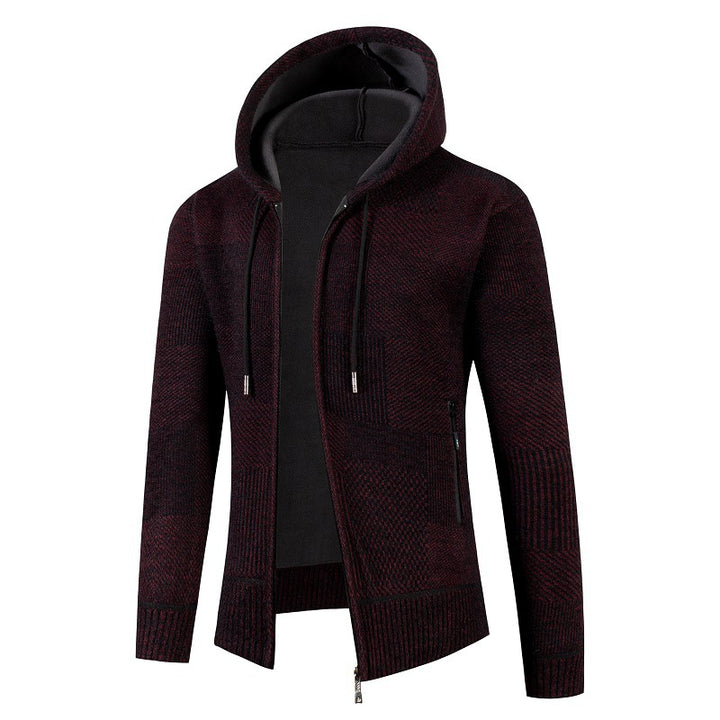 Men's cardigan with padded hood and modern waffle pattern Lisslune