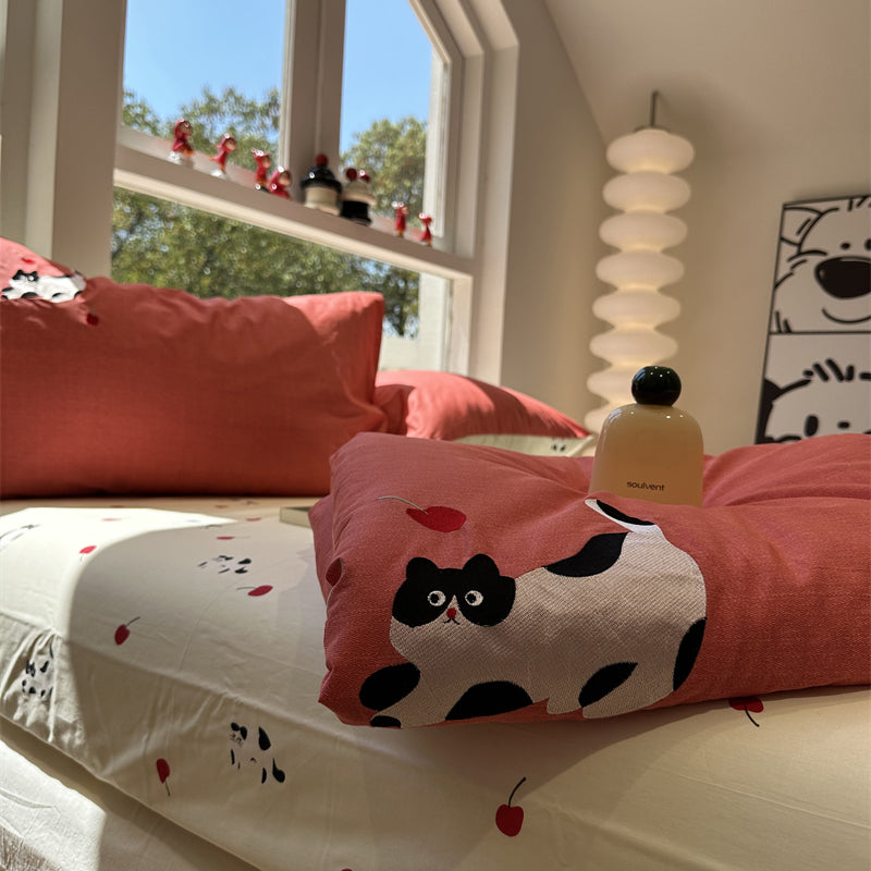 Rynx | Cotton Summer Cool Quilted Blanket Washable Pure Cotton Climate Blanket Four-Piece Set Single Double Quilt 2 M Bedding Set