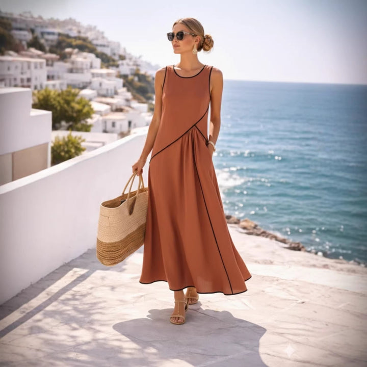 Women’s maxi dress with flowing cut and asymmetric design Lisslune