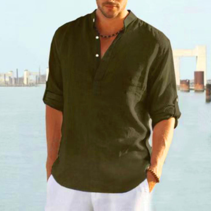 Men's casual long sleeve with stand-up collar Lisslune