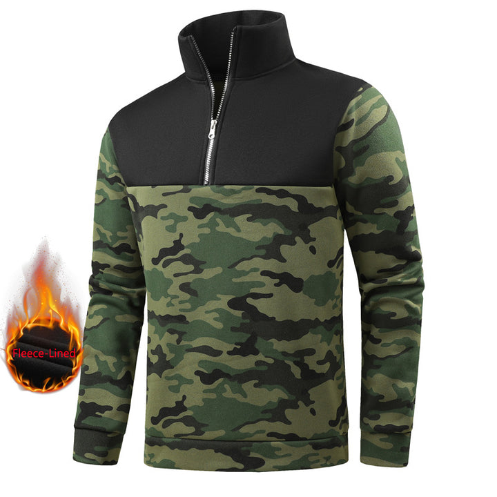 Men's insulated fleece pullover with standing collar and practical zipper Lisslune