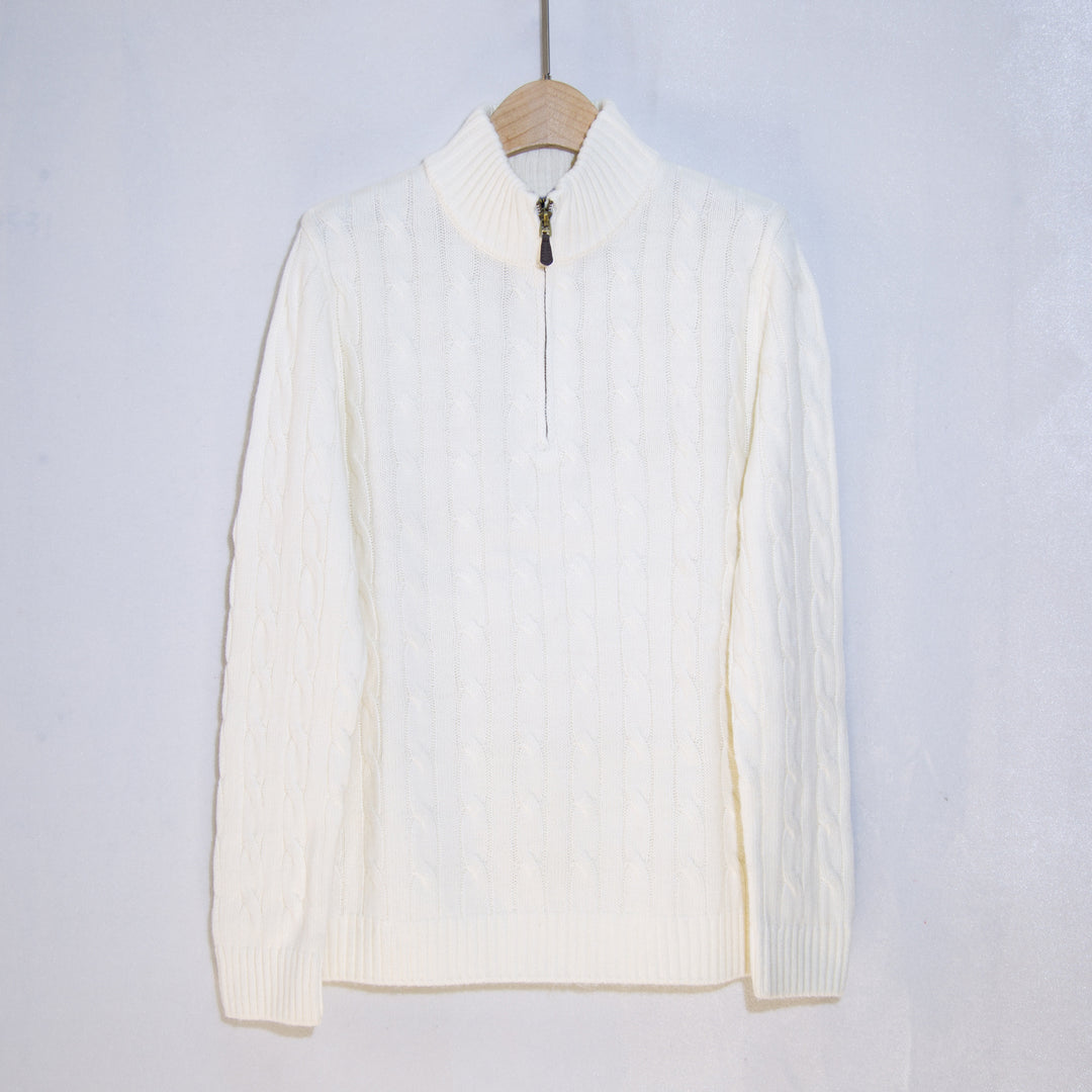 Men's elegant knit sweater with half zipper and cable knit pattern Lisslune