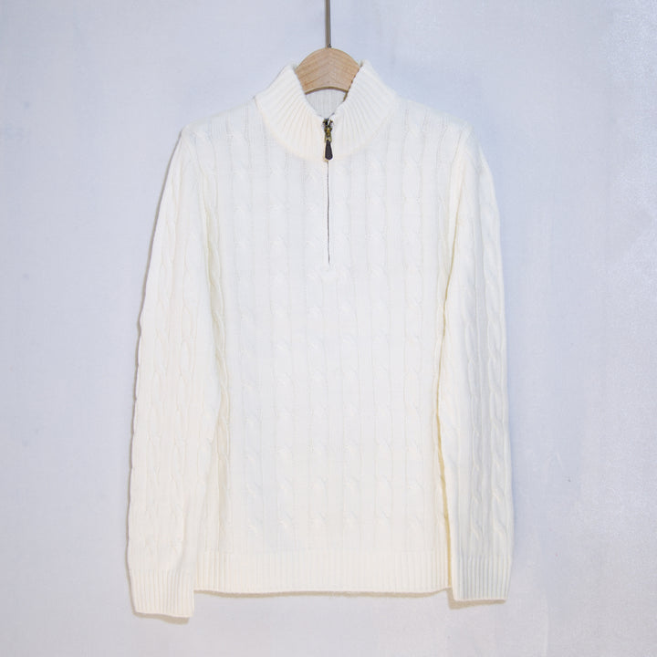 Men's elegant knit sweater with half zipper and cable knit pattern Lisslune