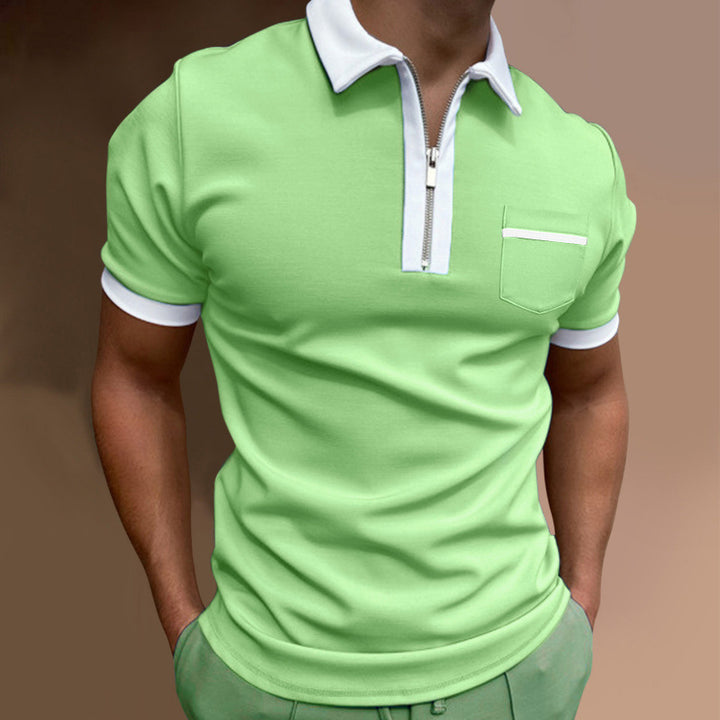 Men's sporty short-sleeve polo shirt with zipper and chest pocket Lisslune