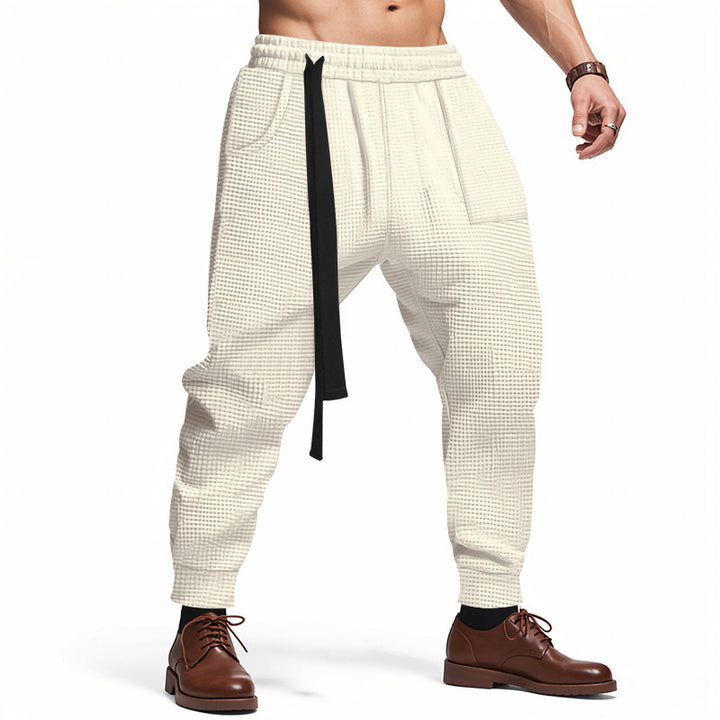 Men's casual leisure pants with coarsely textured material and practical pockets Lisslune