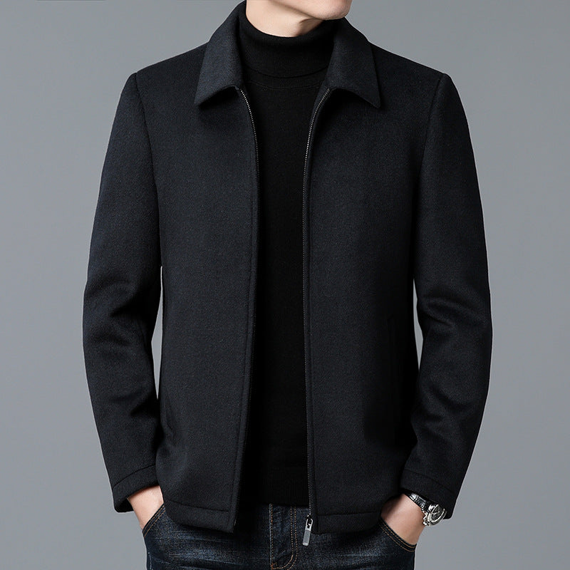 Men's Elegant Wool Jacket with Modern Stand-Up Collar Lisslune