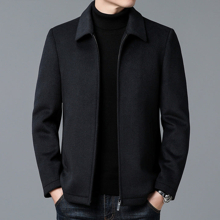 Men's Elegant Wool Jacket with Modern Stand-Up Collar Lisslune