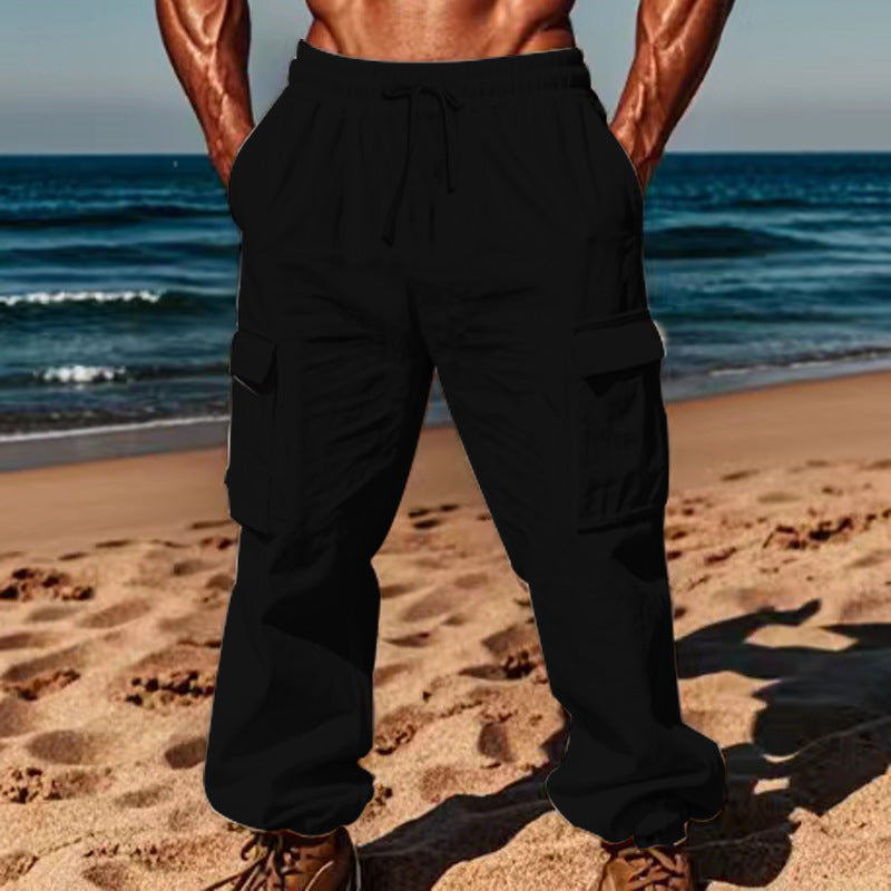 Men's cargo pants with elastic waistband and practical side pockets Lisslune