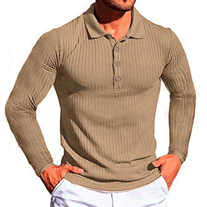 Men's elegant long-sleeved polo shirt in structured design Lisslune