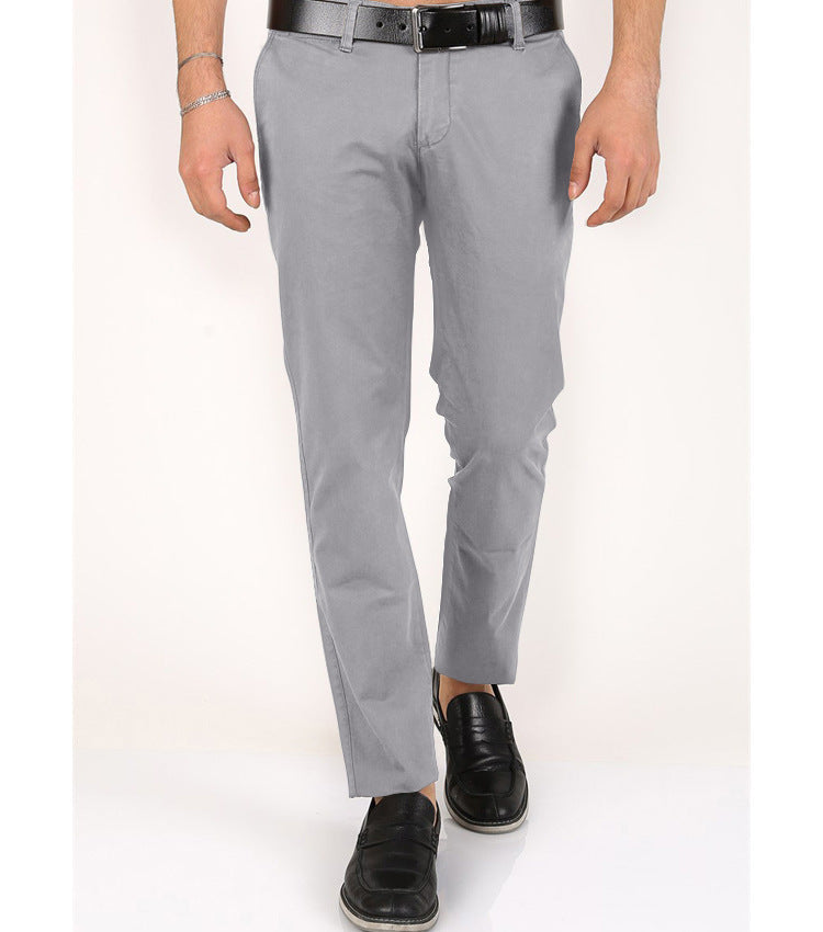 Men's Classic Chino Pants with Slim Fit and Elastic Waistband Lisslune