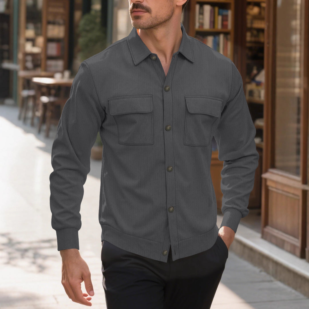 Men's fashionable shirt with practical chest pockets and elegant textured design Lisslune
