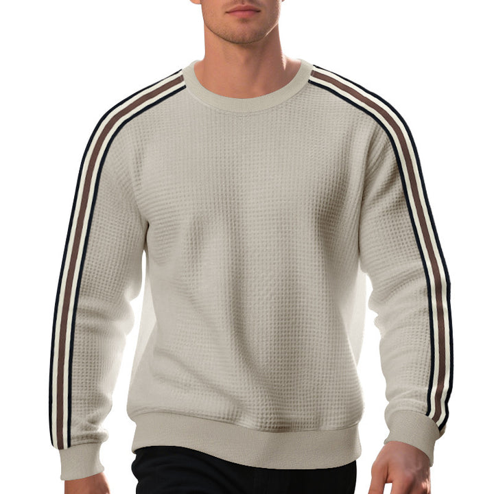 Men's fashionable knitted sweater with textured fabric and sporty stripes Lisslune