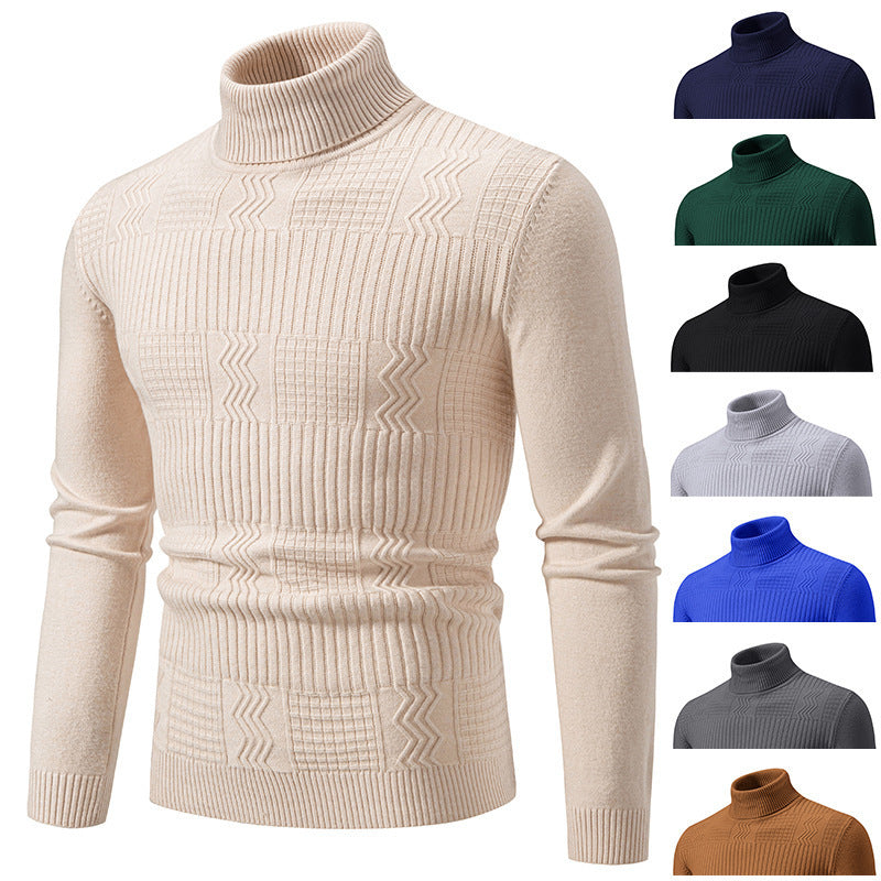 Men's elegant turtleneck sweater with textured design Lisslune