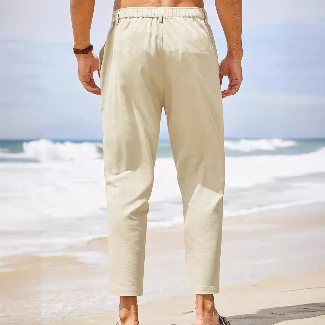 Men's casual pants made of lightweight cotton blend with a comfortable fit Lisslune