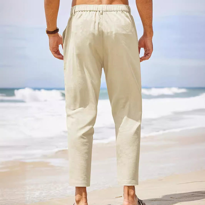 Men's casual pants made of lightweight cotton blend with a comfortable fit Lisslune