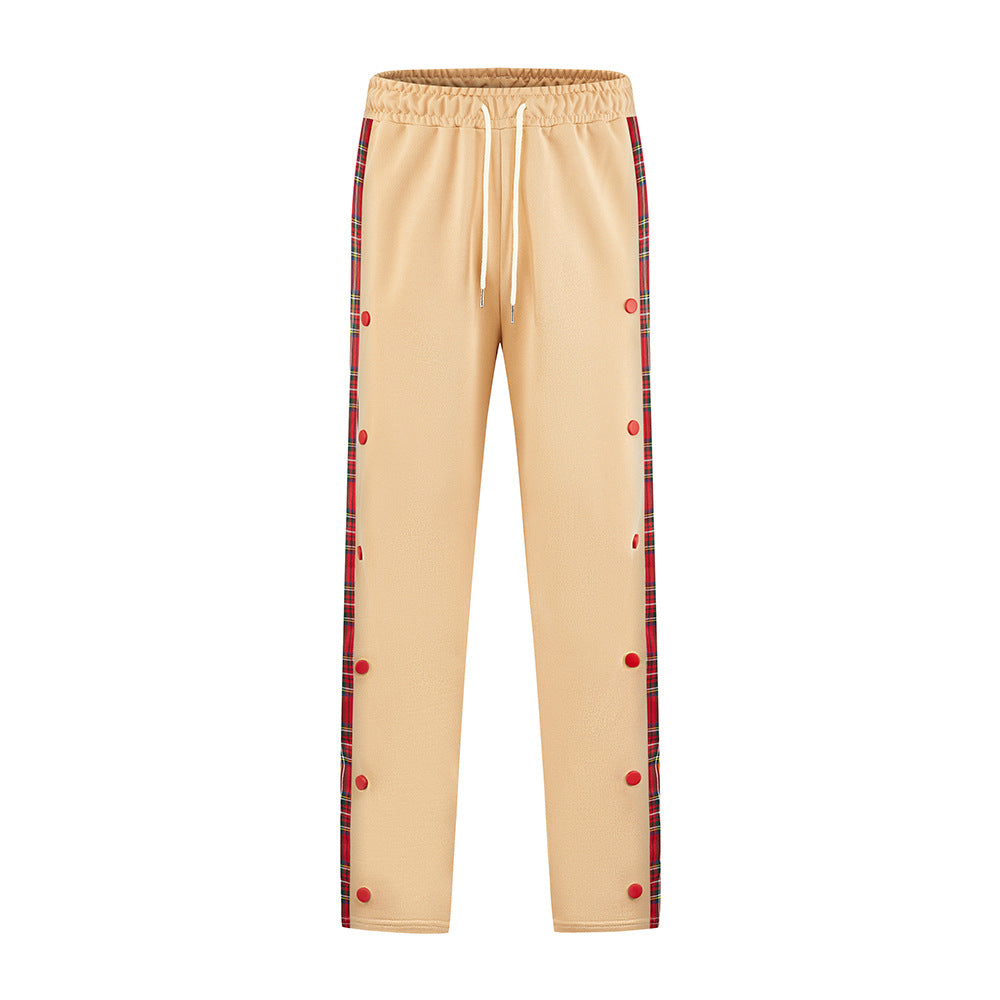 Men's Sporty Jogging Pants with Snap Button Design and Elastic Waistband Lisslune