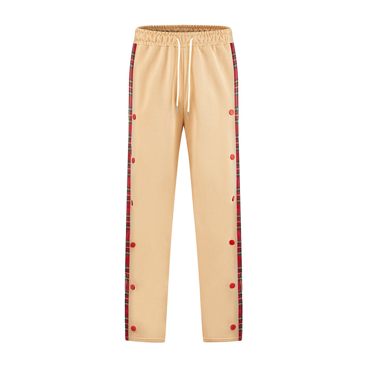 Men's Sporty Jogging Pants with Snap Button Design and Elastic Waistband Lisslune