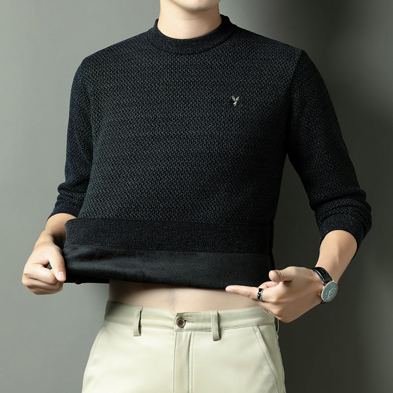 Men's Knitted Sweater with Sophisticated Textured Pattern Lisslune