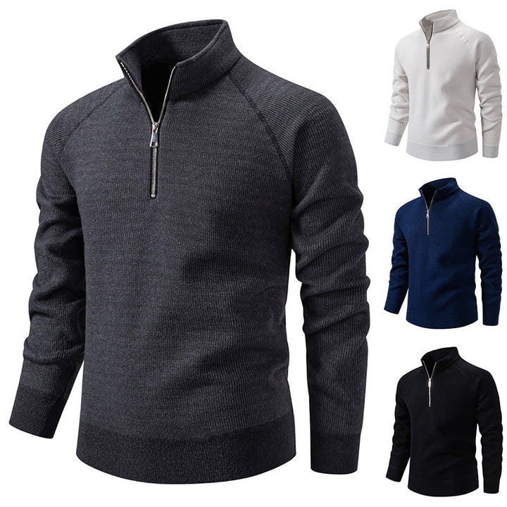Men's turtleneck sweater with modern zipper and textured design Lisslune