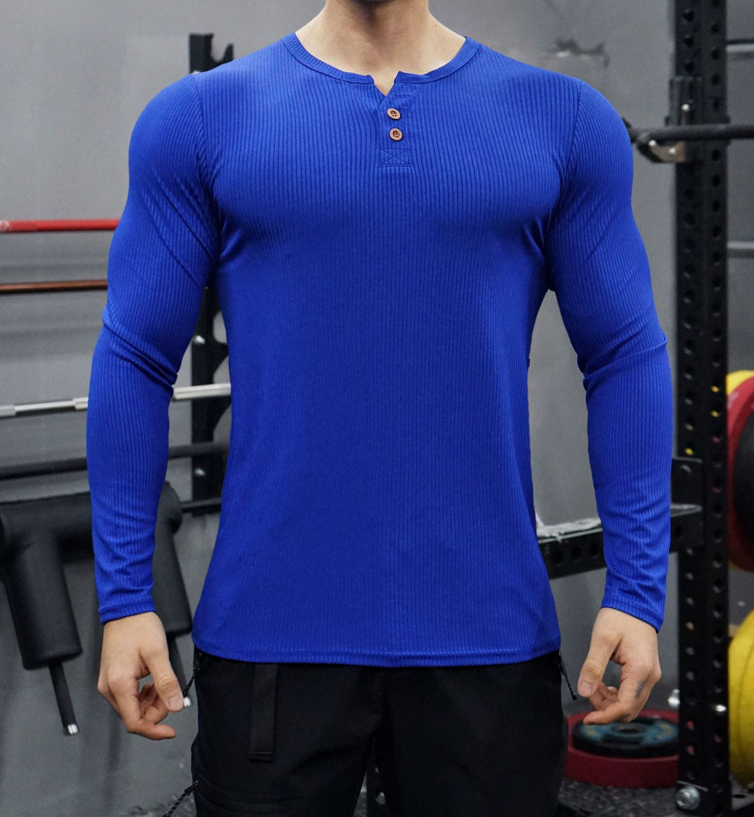 Men's long sleeve shirt with textured design and button placket Lisslune