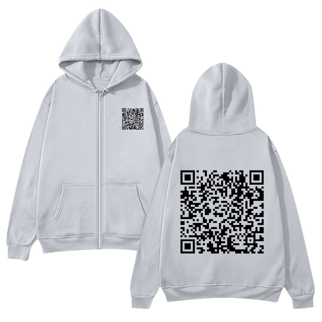 Women's hoodie jacket with QR code design and soft fleece Lisslune