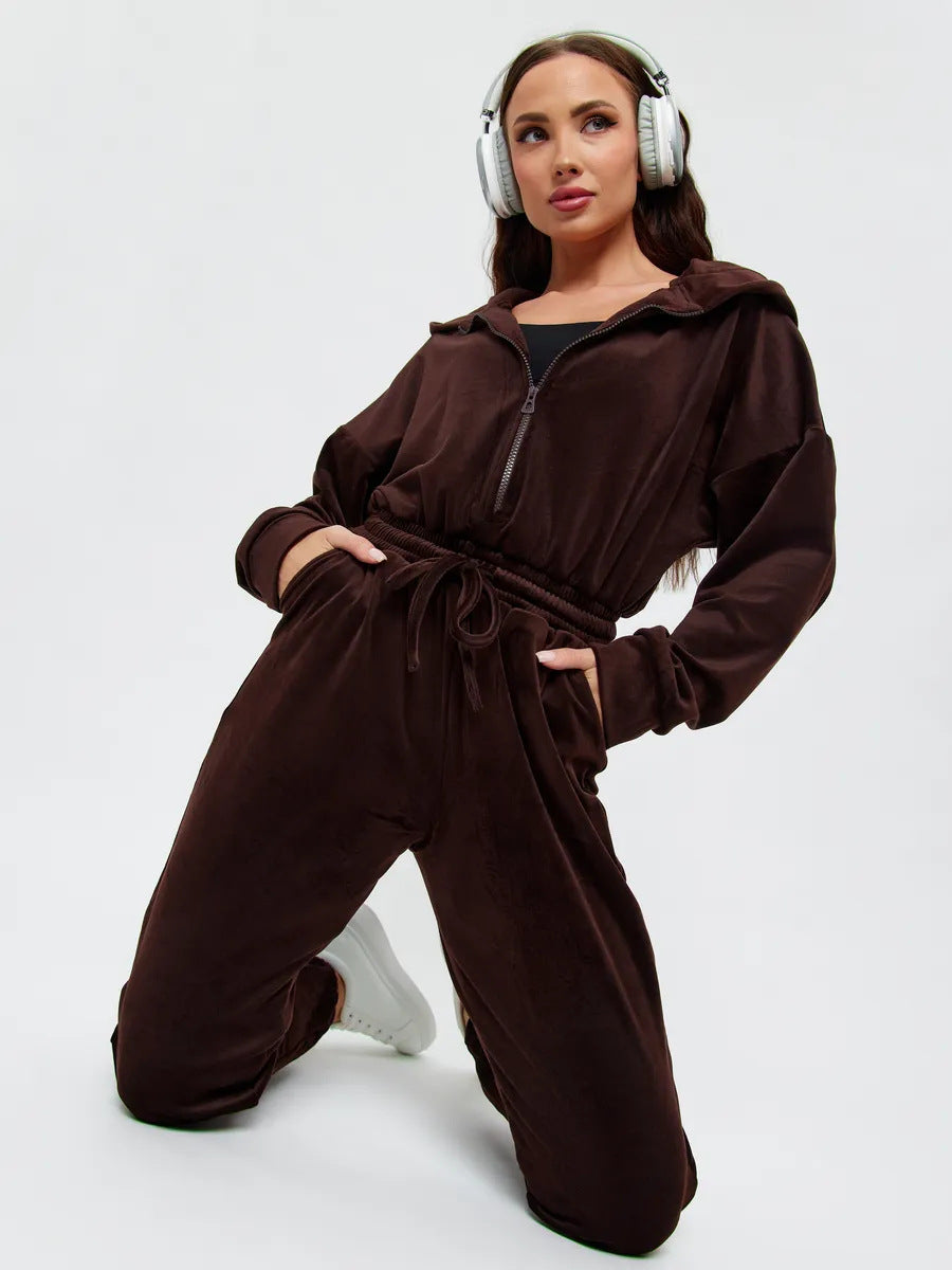 Women's velvety hoodie jumpsuit Lisslune