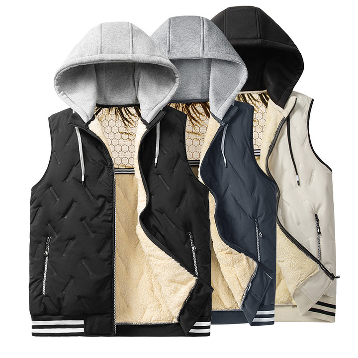 Men's padded vest with high collar and hood Lisslune