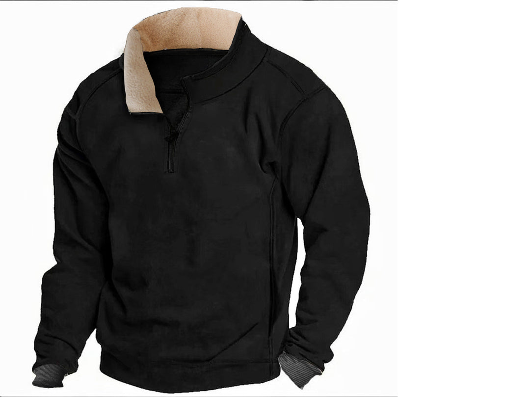 Men's fleece pullover with full zip and contrasting collar Lisslune