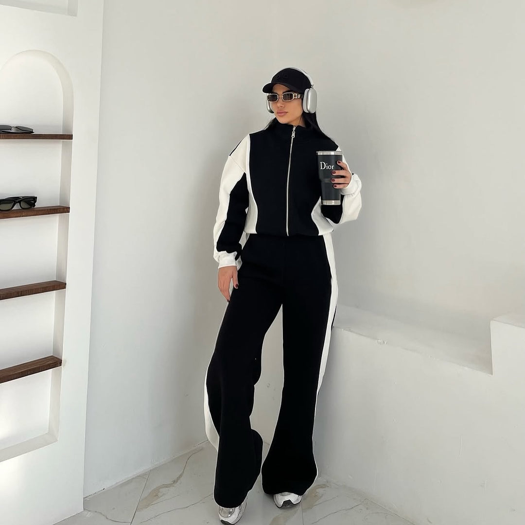 Women's sporty high-quality leisure set with standing collar and practical pockets Lisslune