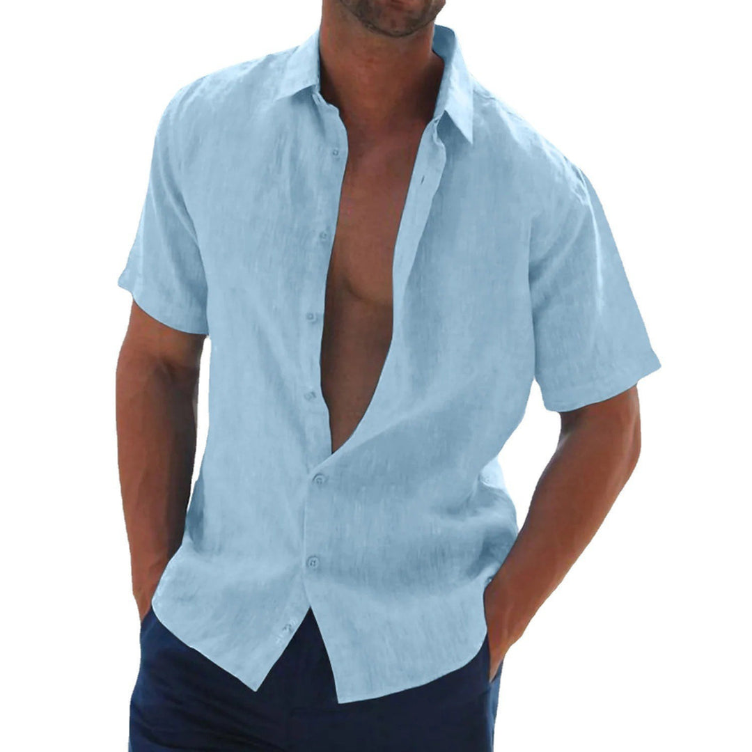 Men's short-sleeve shirt made of a light linen blend with a modern cut and casual flair Lisslune
