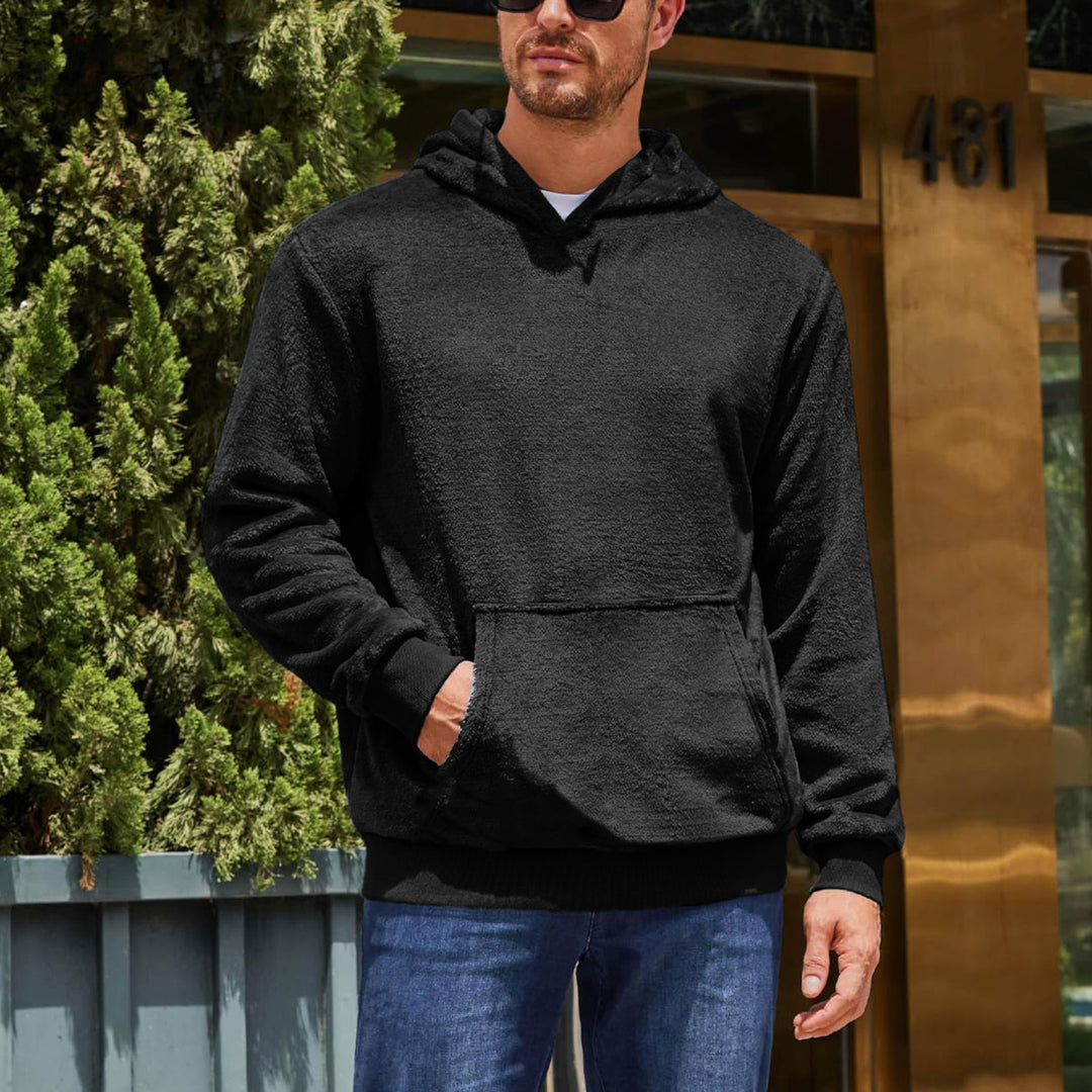 Men's cozy fleece hoodie with kangaroo pocket Lisslune