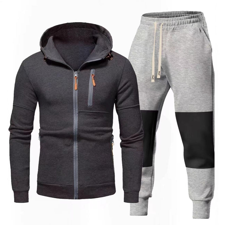 Men's Sports Hoodie and Jogging Pants Set with Functional Zipper Pockets Lisslune