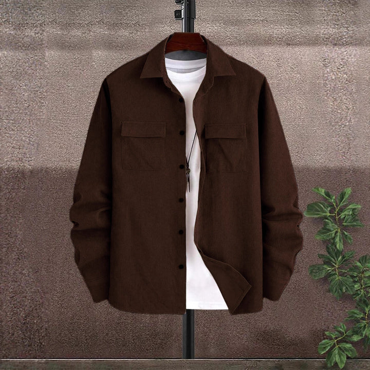 Men's Casual Shirt Jacket with Two Chest Pockets and Textured Design Lisslune