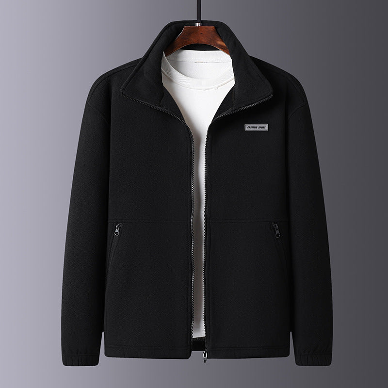 Men's fleece jacket with high collar and practical pockets Lisslune