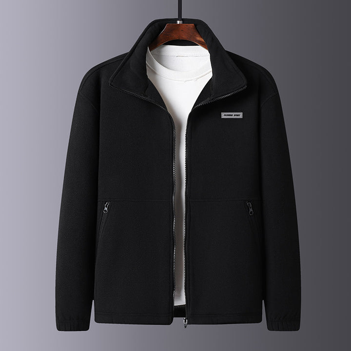 Men's fleece jacket with high collar and practical pockets Lisslune