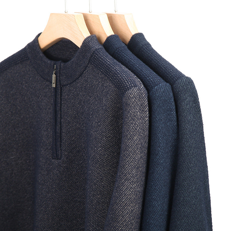 Men's sweater with half zipper and textured design Lisslune
