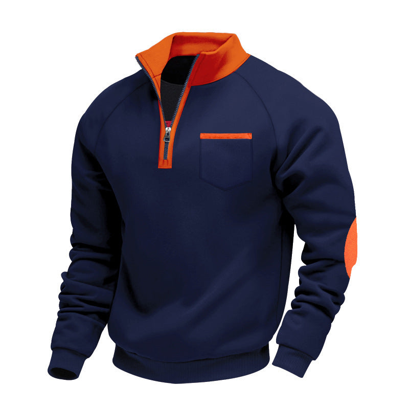Men's sweatshirt with stand-up collar and practical pockets Lisslune