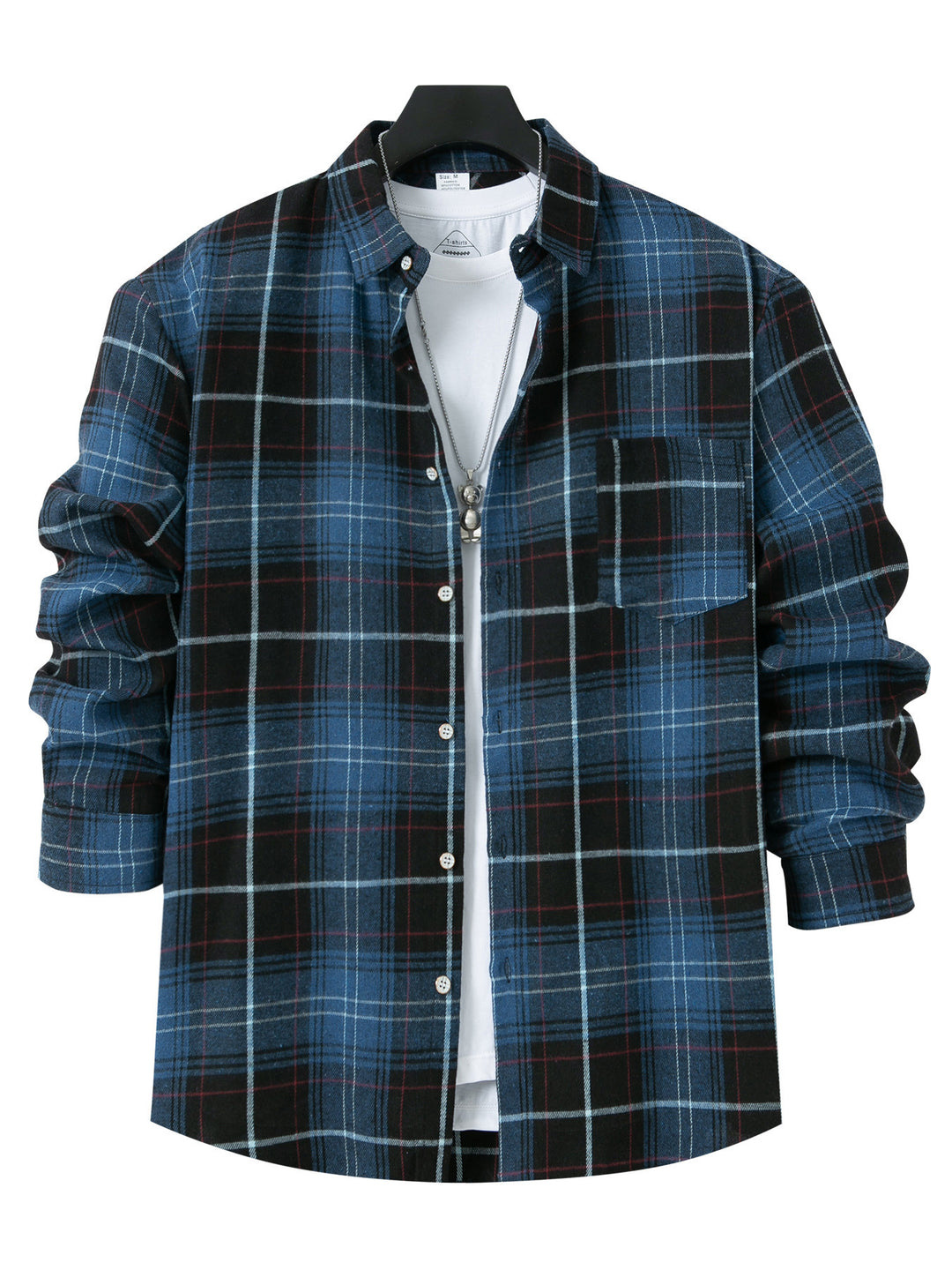 Men's Checkered Flannel Shirt with Chest Pocket and Comfortable Fit Lisslune