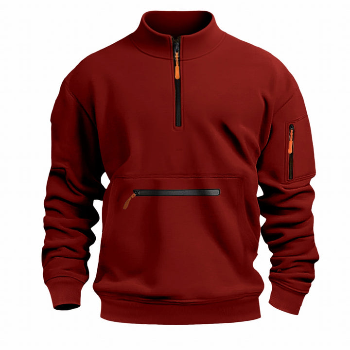 Men's functional pullover with half zip and practical pockets Lisslune