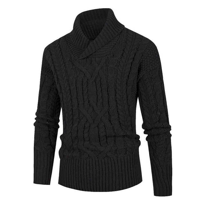 Men's chunky knit sweater with shawl collar and refined cable pattern Lisslune