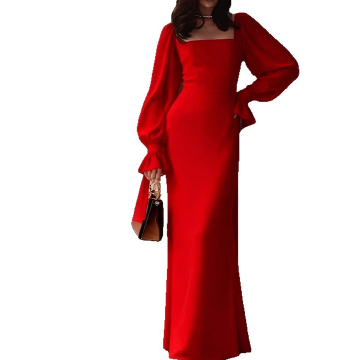 Ladies elegant maxi dress with puff sleeves and square neckline Lisslune
