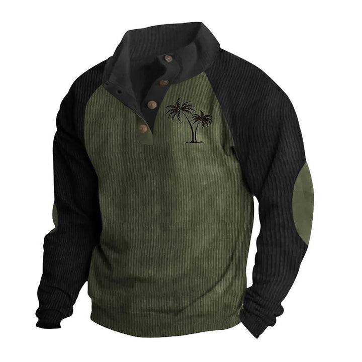 Men's casual sweater with stylish standing collar and contrasting sleeve structures Lisslune