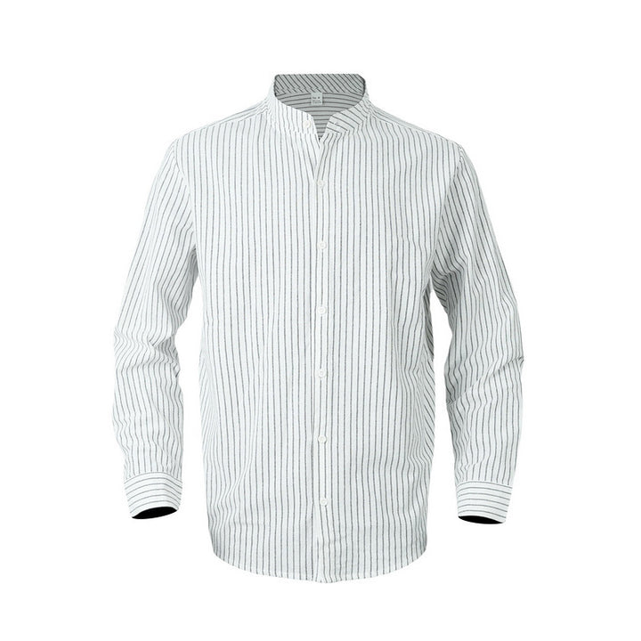 Men's shirt with fashionable striped pattern and modern stand-up collar Lisslune
