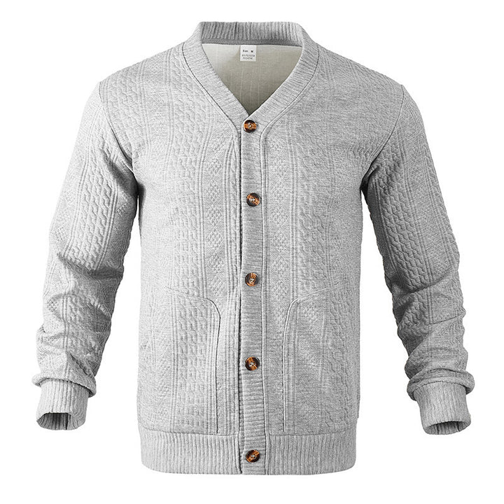 Men's cardigan with structured surface and practical pockets Lisslune